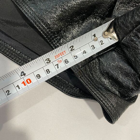 Grey Lab Shorts High Waisted Black Vegan Faux Leather *missing button - Picture 10 of 16